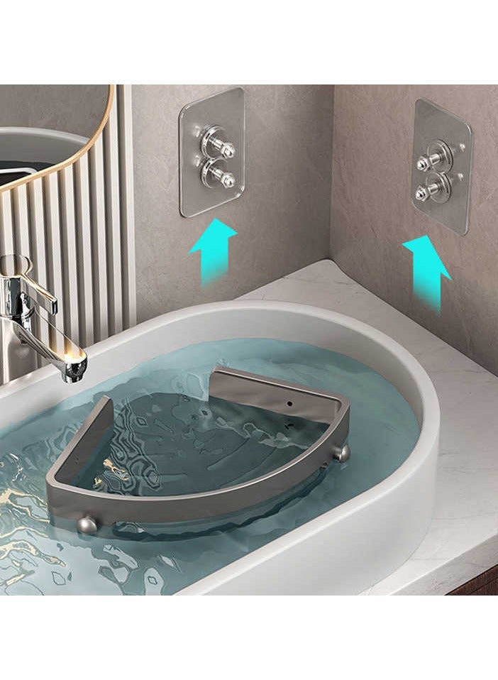 اليسا رف حمام، مجموعة من قطعتين، حامل دش، منظم حمام بدون حفر، رفوف حمام ذاتية اللصق، رفوف دش متينة، رف حمام مثبت على الحائط (أسود) - Image 5