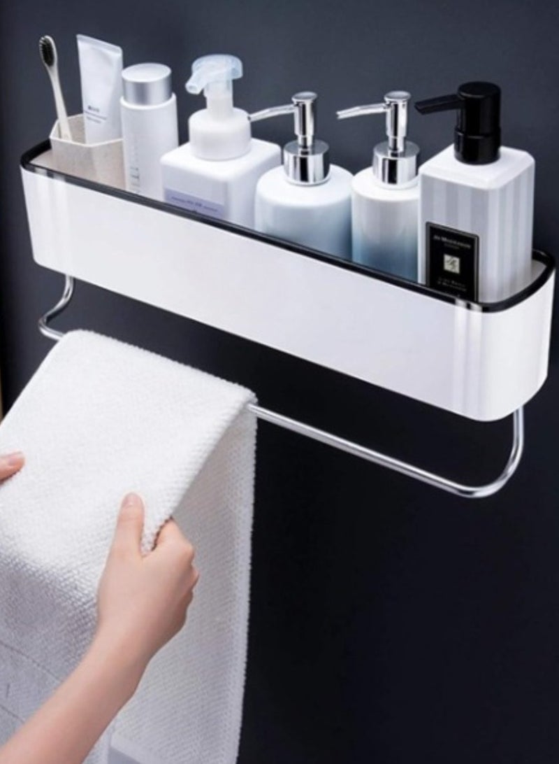 اليسا رف حمام، منظم حمام بدون حفر، أرفف حمام ذاتية اللصق، رفوف دش متينة، رف حمام يُثبت على الحائط - Image 1