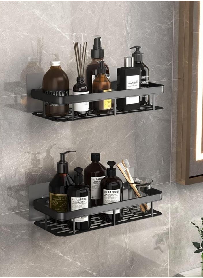 Alissa - 2 Pack No Drilling Bathroom Shelf Shower Caddy Shelves Strong Adhesive Bathroom Organizer Rustproof Shower Organizer for Bathroom Shower Rack Toilet Kitchen Black 30*13*6cm - Image 1