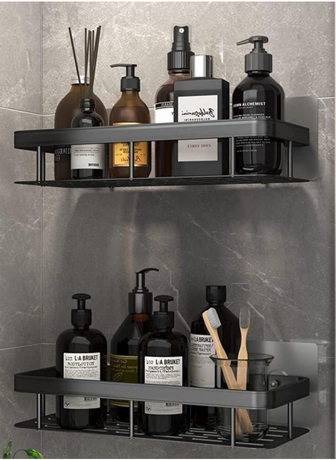 Alissa - 2 Pack No Drilling Bathroom Shelf Shower Caddy Shelves Strong Adhesive Bathroom Organizer Rustproof Shower Organizer for Bathroom Shower Rack Toilet Kitchen Black 30*13*6cm - Image 1