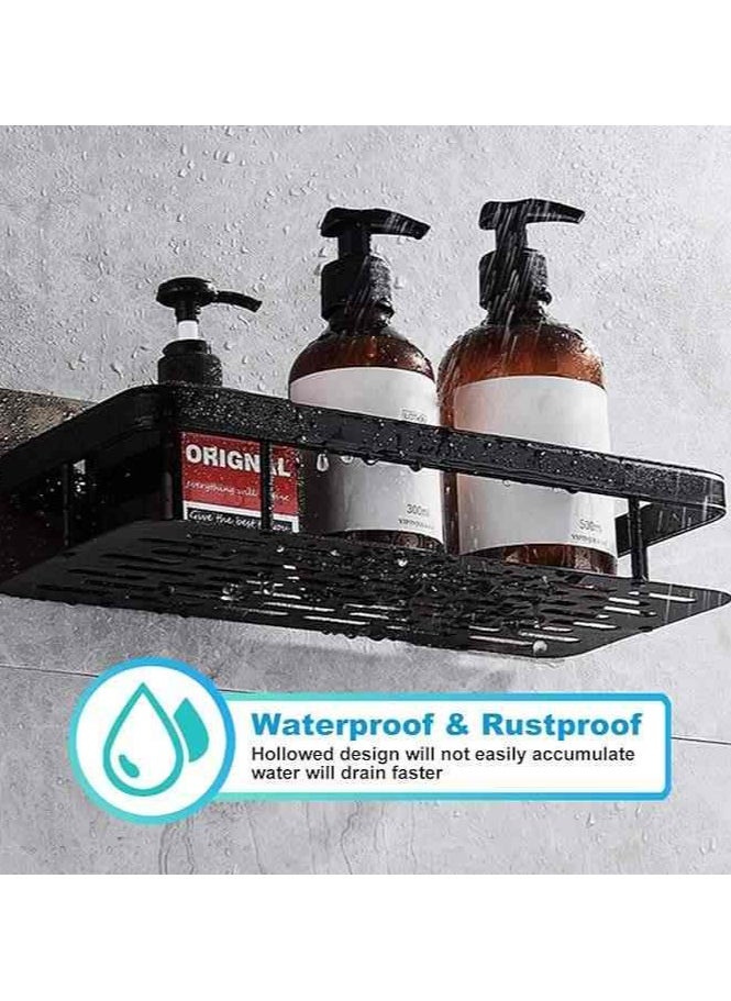 Alissa - 2 Pack No Drilling Bathroom Shelf Shower Caddy Shelves Strong Adhesive Bathroom Organizer Rustproof Shower Organizer for Bathroom Shower Rack Toilet Kitchen Black 30*13*6cm - Image 1