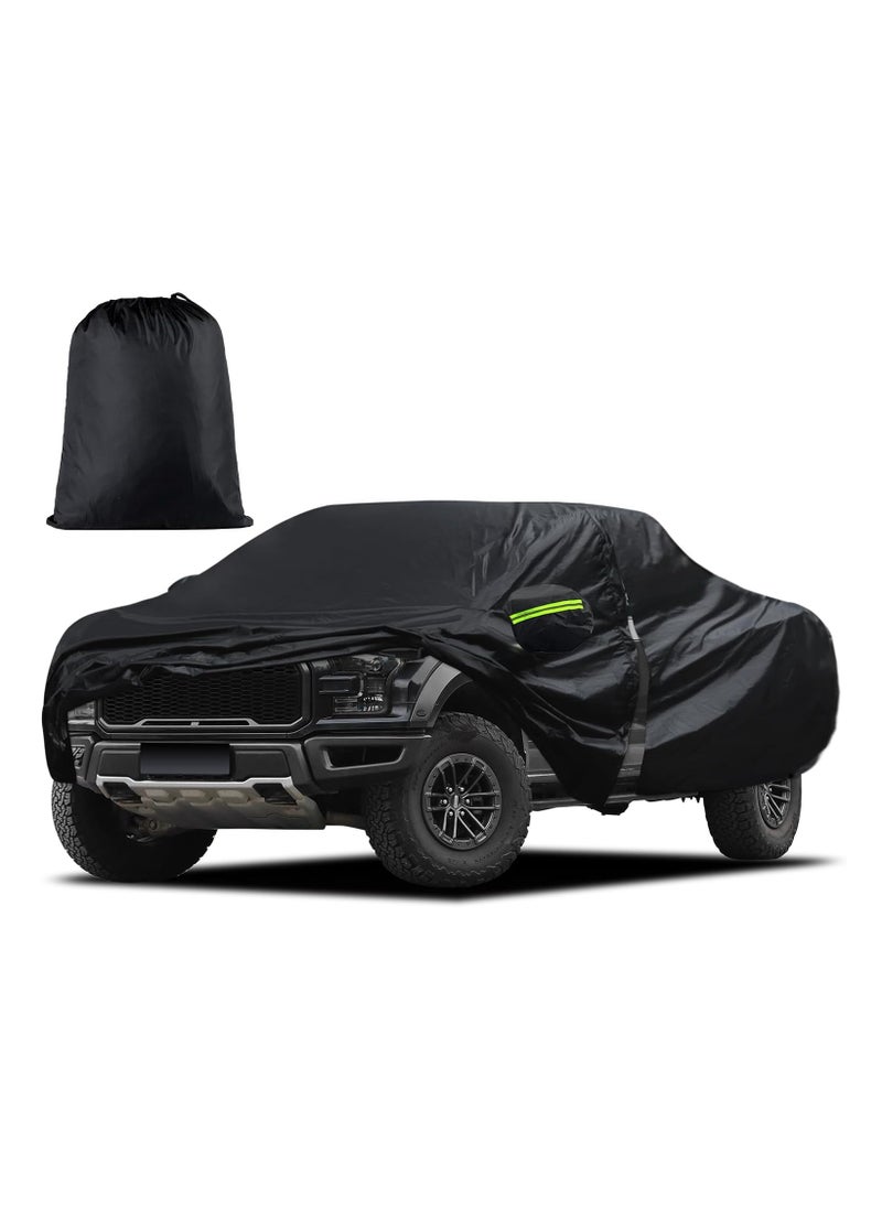 Zipporah - All Weather Truck Cover for Ford F150 Silverado 1500 Ram 1500 Toyota Tundra, 6 Layers Waterproof Coating with Reflectors, Soft Interior Lint Layer and Zipper, Length up to 240inches (Black) - Image 1