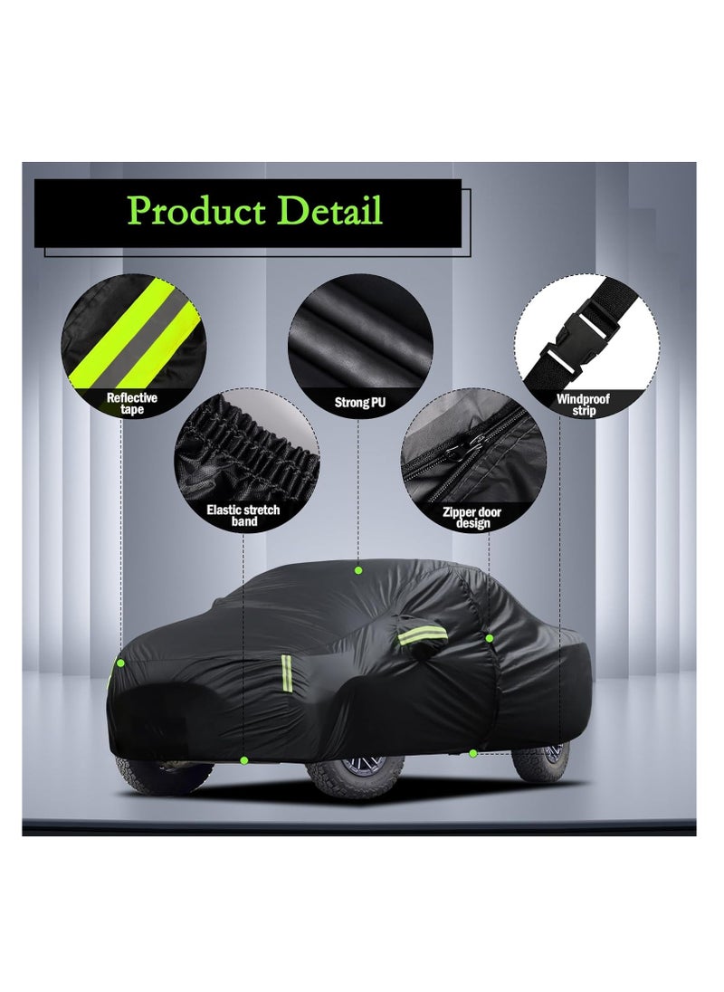 Zipporah - All Weather Truck Cover for Ford F150 Silverado 1500 Ram 1500 Toyota Tundra, 6 Layers Waterproof Coating with Reflectors, Soft Interior Lint Layer and Zipper, Length up to 240inches (Black) - Image 1