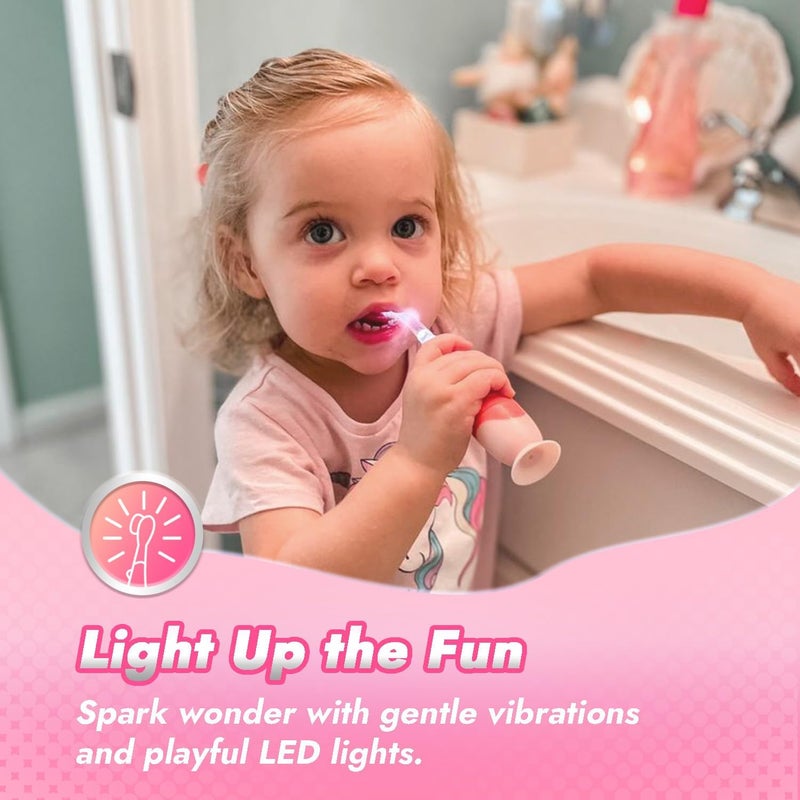 Papablic Toddler Sonic Electric Toothbrush Kids for Ages 1-3 Years, Baby Electric Toothbrush with Cute Unicorn Cover and Smart LED Timer, 4 Brush Heads (Doris) - Image 3