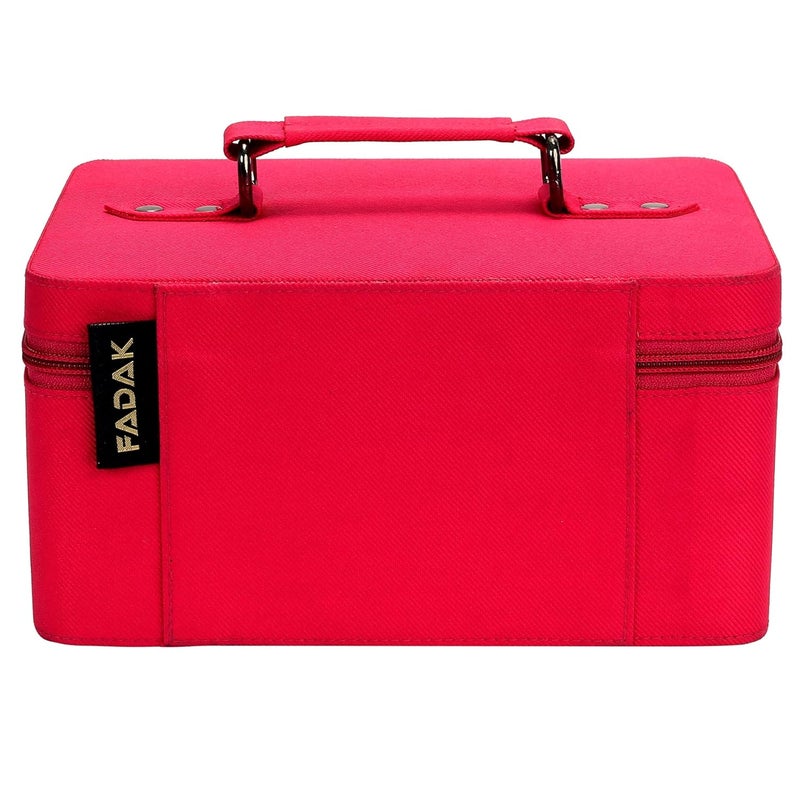 fadak Vanity Organiser for Women Makeup Box for All Cosmetic and Jewellery Item with Polyster Fabrics Pink Pink - Image 4