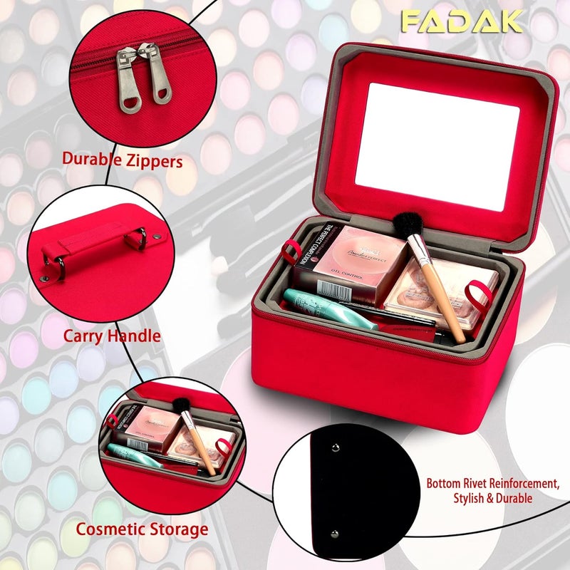 fadak Vanity Organiser for Women Makeup Box for All Cosmetic and Jewellery Item with Polyster Fabrics Pink Pink - Image 5