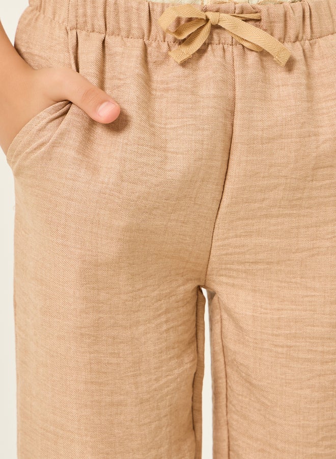 Styli Boys Brown Woven Pants With Drawstring - Image 3