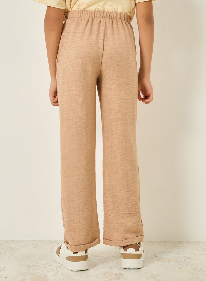 Styli Boys Brown Woven Pants With Drawstring - Image 4