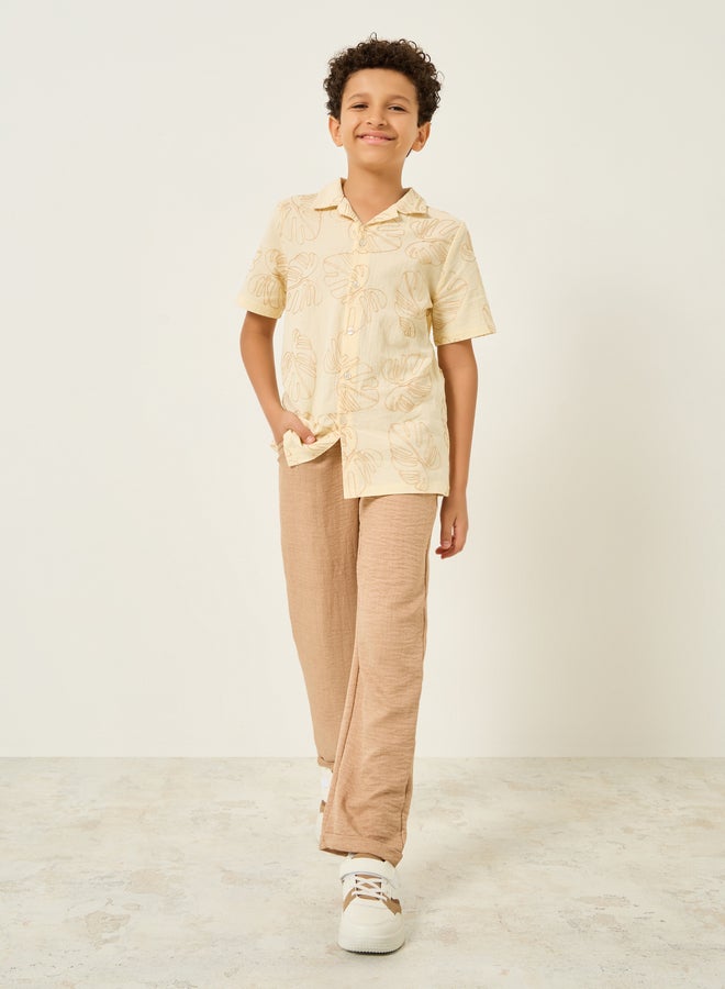 Styli Boys Brown Woven Pants With Drawstring - Image 2