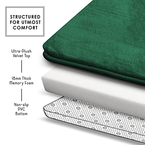 Clara Clark 3 Piece Bathroom Rugs Bath Mat Set, Velvet Memory Foam Bath Mats for Bathroom - Non-Slip, PVC Backing Bath Rugs, Washable - Dries Quickly, Green - Image 5