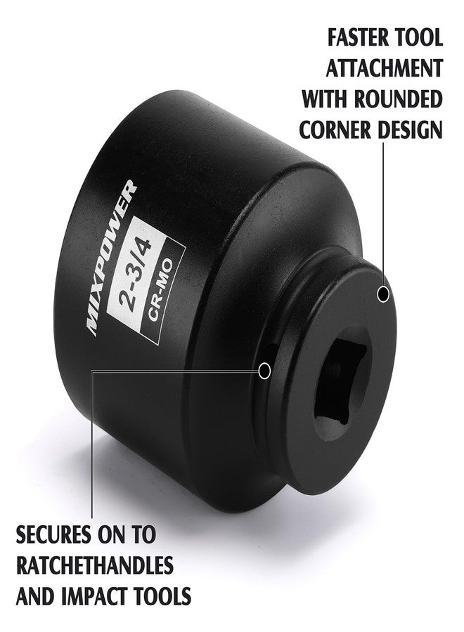 MIXPOWER 3/4" Drive Shallow Impact Socket, CR-MO, 2-3/4", SAE, 6 Point, Axle Nut Impact Grade Socket for Easy Removal - Image 5