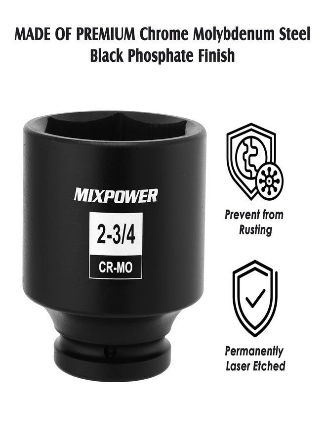 MIXPOWER 3/4" Drive Shallow Impact Socket, CR-MO, 2-3/4", SAE, 6 Point, Axle Nut Impact Grade Socket for Easy Removal - Image 4