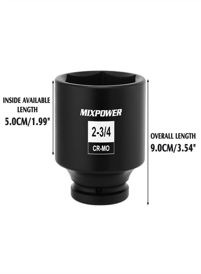 MIXPOWER 3/4" Drive Shallow Impact Socket, CR-MO, 2-3/4", SAE, 6 Point, Axle Nut Impact Grade Socket for Easy Removal - Image 2