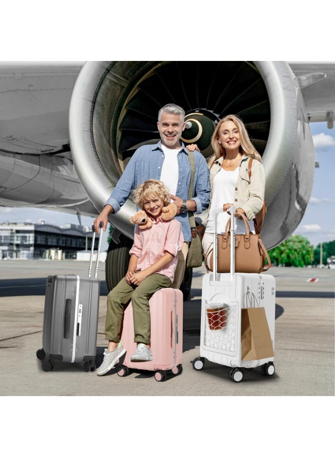 Carry on luggage with both hands and mesh bag, hard shell swivel wheel luggage with TSA lock and seat belt, 20 inch green for boarding - Image 3