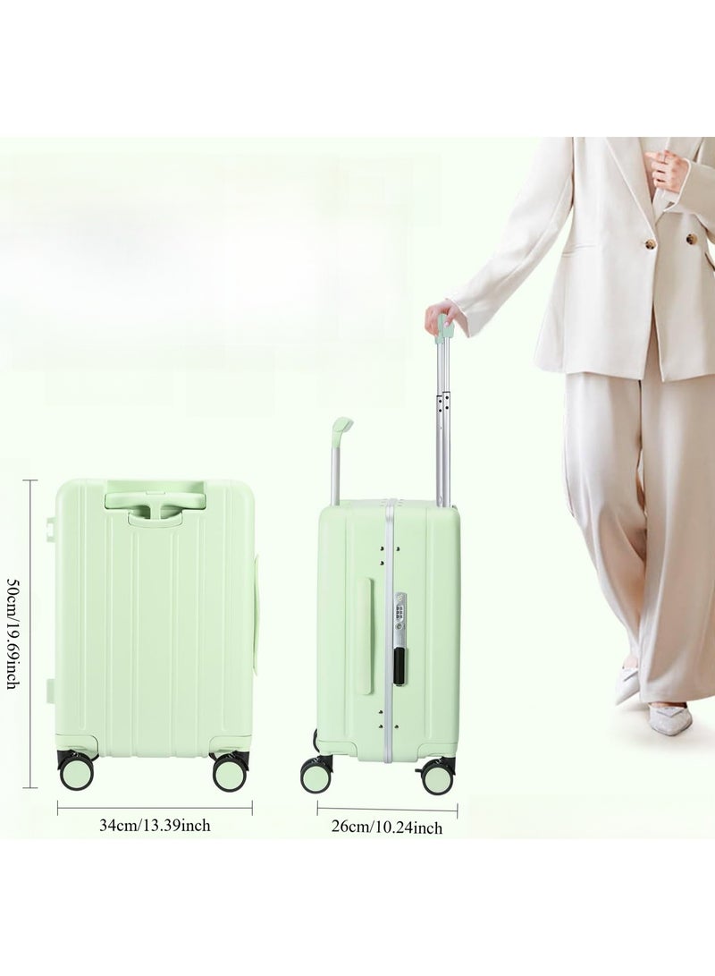 Carry on luggage with both hands and mesh bag, hard shell swivel wheel luggage with TSA lock and seat belt, 20 inch green for boarding - Image 5