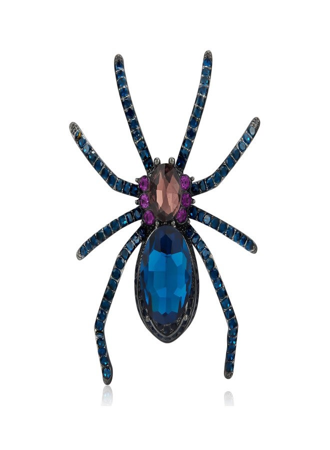 YOQUCOL Spider Shape Halloween Brooch for Women Dark Blue Rhinestone Crystal Brooch Pin Costume Accessories - Image 1