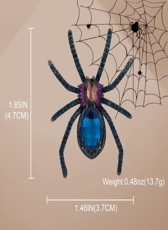 YOQUCOL Spider Shape Halloween Brooch for Women Dark Blue Rhinestone Crystal Brooch Pin Costume Accessories - Image 2