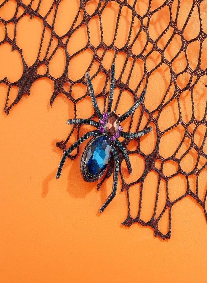 YOQUCOL Spider Shape Halloween Brooch for Women Dark Blue Rhinestone Crystal Brooch Pin Costume Accessories - Image 4