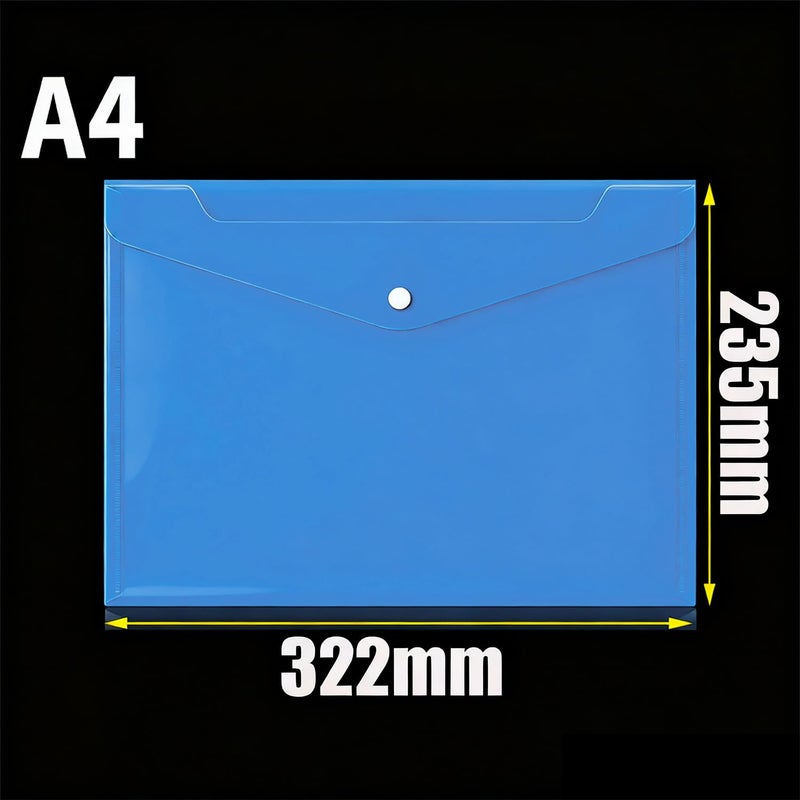SzJias Clear Document Folders Transparent Filing Envelopes Waterproof Plastic Envelopes File Holder Filing Document Poly Envelope with Snap Button Closure for A4 Letter Paper Size (Blue, A4) - Image 4