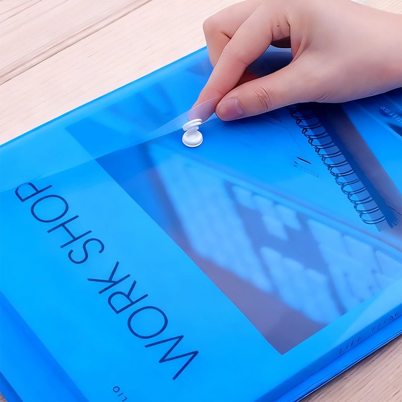 SzJias Clear Document Folders Transparent Filing Envelopes Waterproof Plastic Envelopes File Holder Filing Document Poly Envelope with Snap Button Closure for A4 Letter Paper Size (Blue, A4) - Image 5
