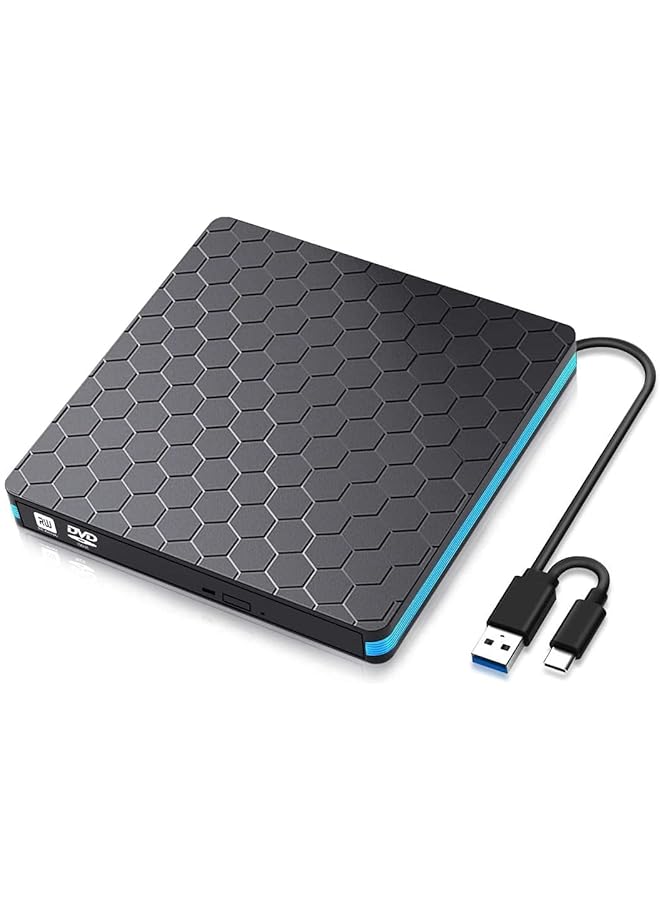 WAMBORY External Cd Dvd Drive Portable External Dvd Burner And Optical Drive With Usb 3.0 And Type C For Laptop Desktop Mac Macbook Ios Windows 10 8 7 Xp And Linux - Image 1