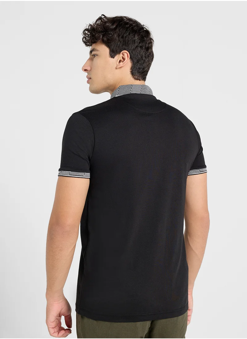 BRAVE SOUL Jersey Polo With Split Hem Side