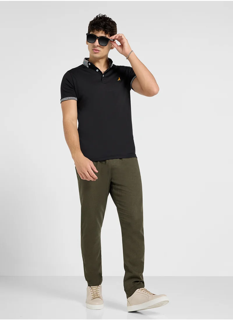 BRAVE SOUL Jersey Polo With Split Hem Side