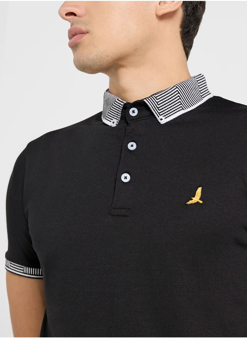 BRAVE SOUL Jersey Polo With Split Hem Side