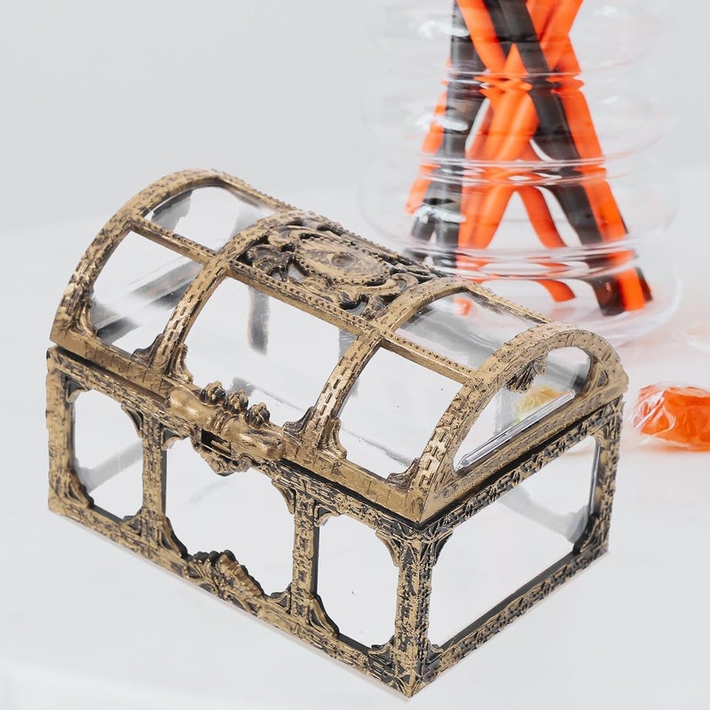 IDEANATEGRATE 12pcs Plastic Candy Boxes Wedding Favor Containers Party Sweets Treasure Chest Small Candy Cases for Wedding and Celebration in Antique Bronze - Image 5