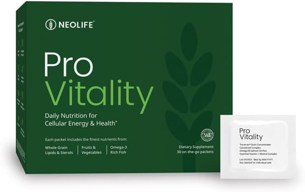 NeoLife Pro Vitality  Daily Nutrition for Cellular Energy Multivitamin for Women  Men OmegaIII Salmon Oil Carotenoid Complex  21 Essential Vitamins Green 30 Packets - Image 1