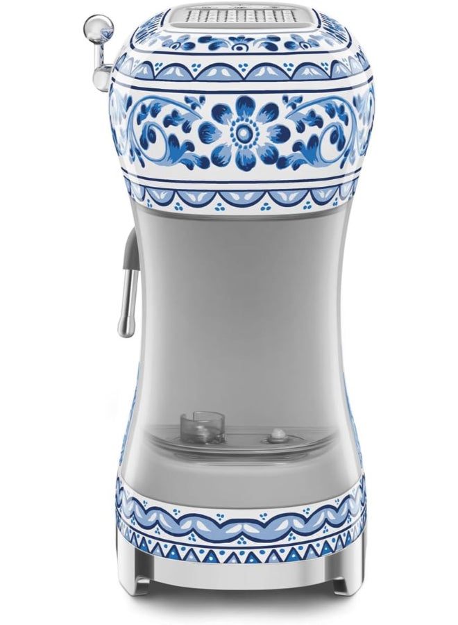 smeg 50's Retro Style Aesthetic Espresso Coffee Machine, Professional Pressure and Anti Drip System, Adjustable Cappuccino System, Flow Stop Function, 1 L Removable Tank, 1.7 L 1350 kW ECF02DGBUK Blu Mediterraneo - Image 3