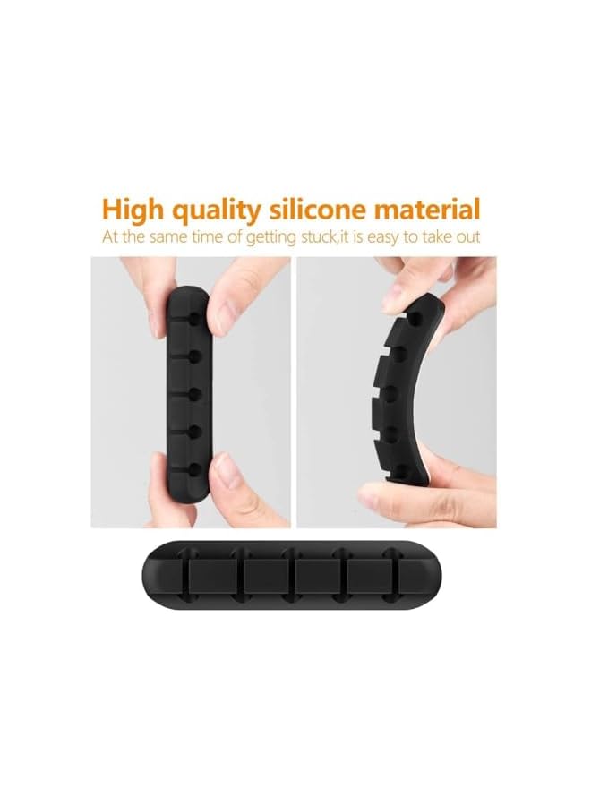 Green Tiger Cable Organizer Clips Cord Holder - 5 Pack Self-Adhesive Black, 7-5-3-1-1 Slots, 6mm or Less Cables, Desk & Car, Home & Office - Image 5