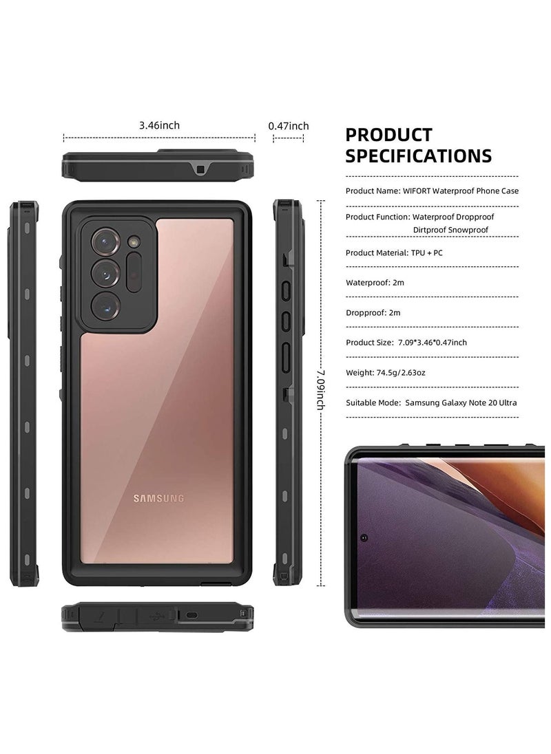 Generic - Samsung Note 20 Ultra Waterproof Case - IP68 Underwater Case Built-in Screen Protector Military Grade, Full Body Sealed Rugged Cover Snowproof Dustproof for Galaxy Note20 Ultra 5g- Black - Image 1
