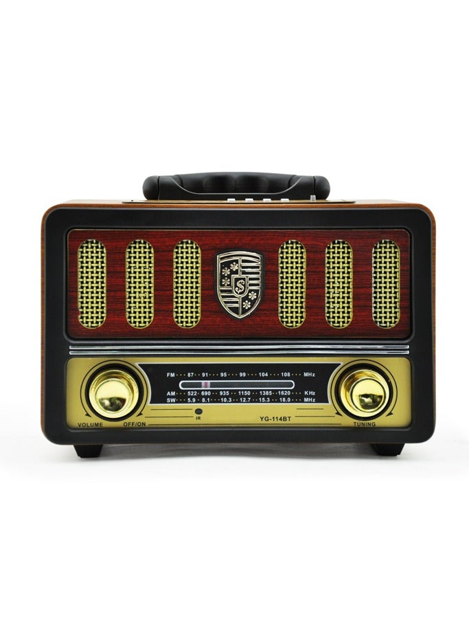 Denx Rechargeable HI-FI Radio with Remote Control, Large Capacity Battery, Portable, Retro Style FM Radio, Support Bluetooth, SD Card Slot, USB and AUX Port  - Image 3