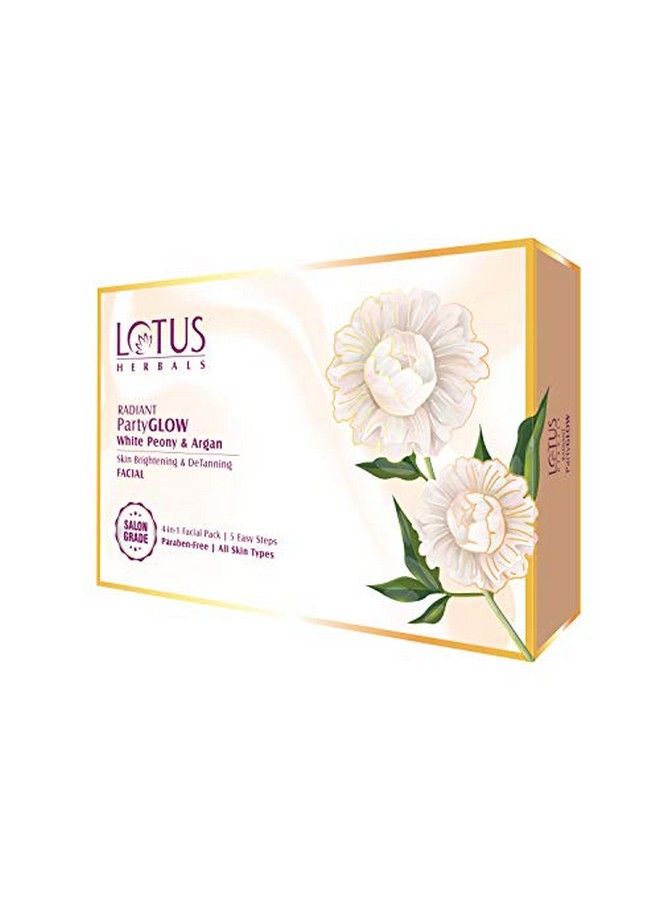LOTUS HERBALS Radiant Partyglow White Peony & Argan Oil Detanning Facial Kit ; 5 Easy Steps ; Paraben Free ; Salon Grade ; All Skin Types ; Pack Of 4 ; 228G  - Image 2