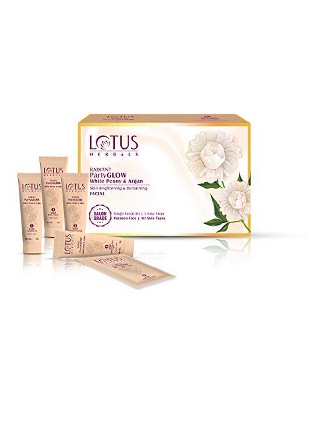 LOTUS HERBALS Radiant Partyglow White Peony & Argan Oil Detanning Facial Kit ; 5 Easy Steps ; Paraben Free ; Salon Grade ; All Skin Types ; Pack Of 4 ; 228G  - Image 4