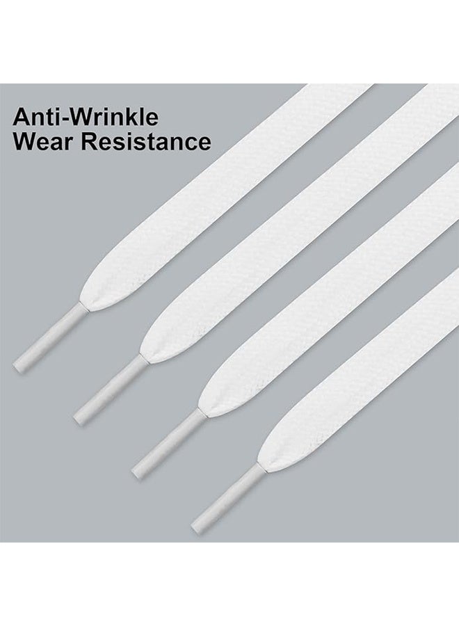 3pairs Flat Shoe Laces 8MM Single-Layer Flat Shoe Laces For White Boys And Girls Shoes Suitable For Sports Leisure Mountaineering Basketball Shoes Laces (White) - Image 3