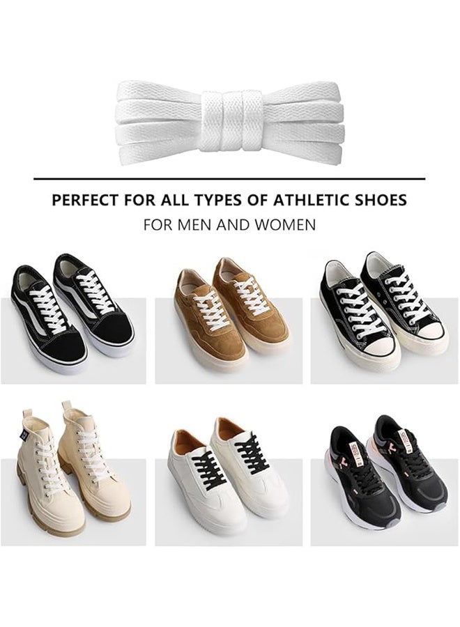 3pairs Flat Shoe Laces 8MM Single-Layer Flat Shoe Laces For White Boys And Girls Shoes Suitable For Sports Leisure Mountaineering Basketball Shoes Laces (White) - Image 5