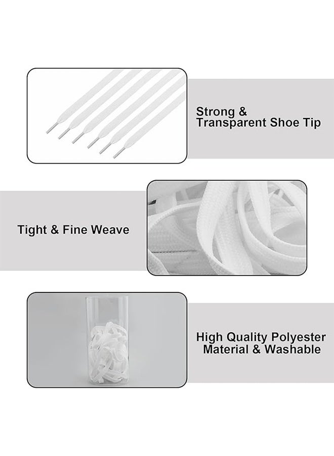 3pairs Flat Shoe Laces 8MM Single-Layer Flat Shoe Laces For White Boys And Girls Shoes Suitable For Sports Leisure Mountaineering Basketball Shoes Laces (White) - Image 2
