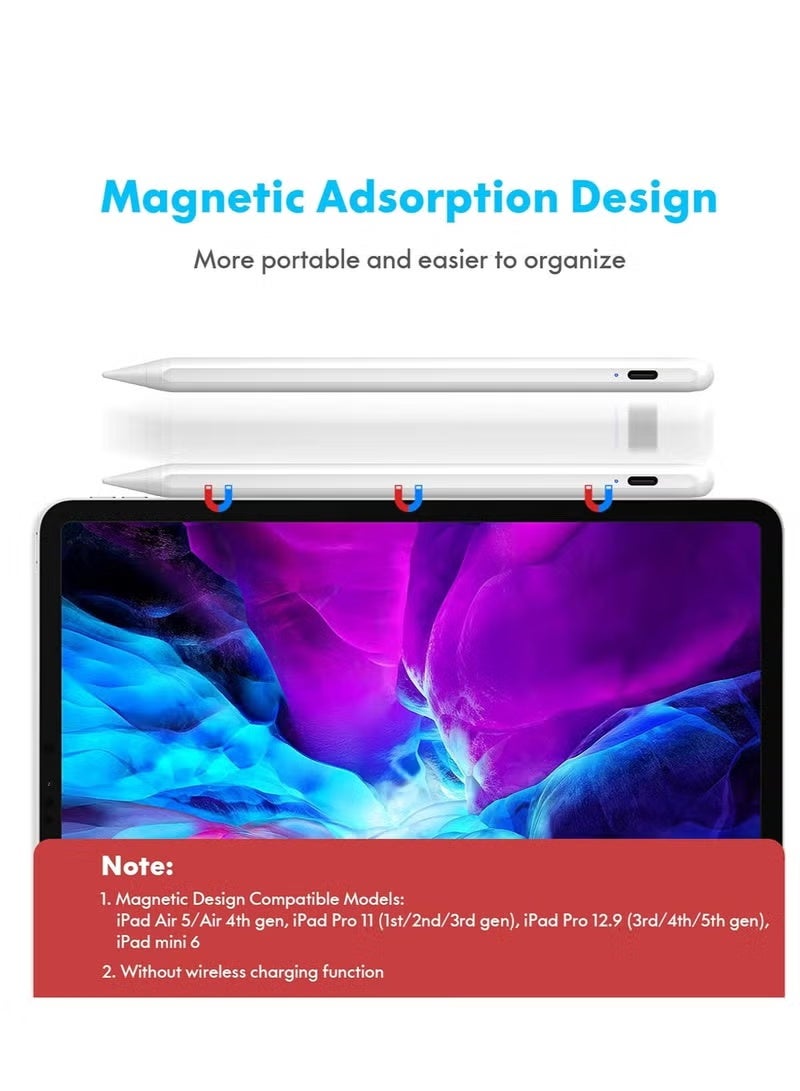 قلم ذكي قابل لإعادة الشحن لأجهزة iPad، قلم رقمي مغناطيسي مع خاصية رفض راحة اليد ودعم الميل، متوافق مع أجهزة iPad المختارة (2018–2022) - Image 2