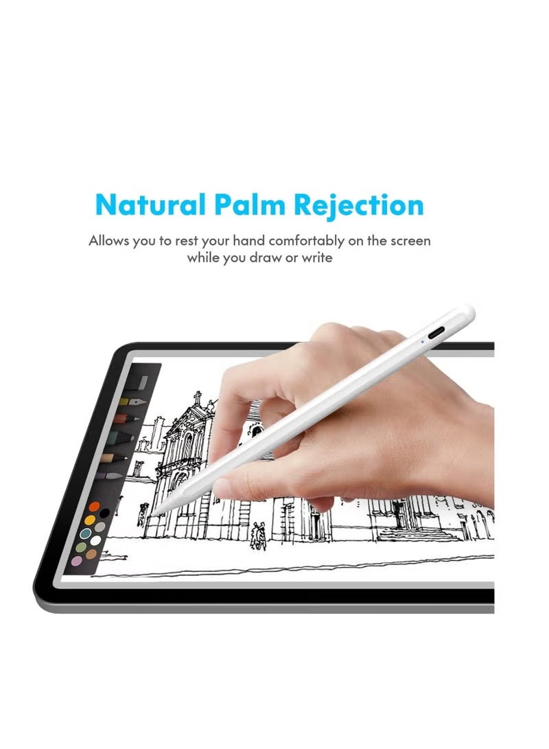 قلم ذكي قابل لإعادة الشحن لأجهزة iPad، قلم رقمي مغناطيسي مع خاصية رفض راحة اليد ودعم الميل، متوافق مع أجهزة iPad المختارة (2018–2022) - Image 3