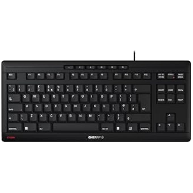 Cherry STREAM KEYBOARD TKL, WIRED KEYBOARD WITHOUT NUMERIC KEYPAD, UK LAYOUT (QWERTY), QUIET KEYSTROKES, UNIQUE TYPING EXPERIENCE, BLACK - Image 1