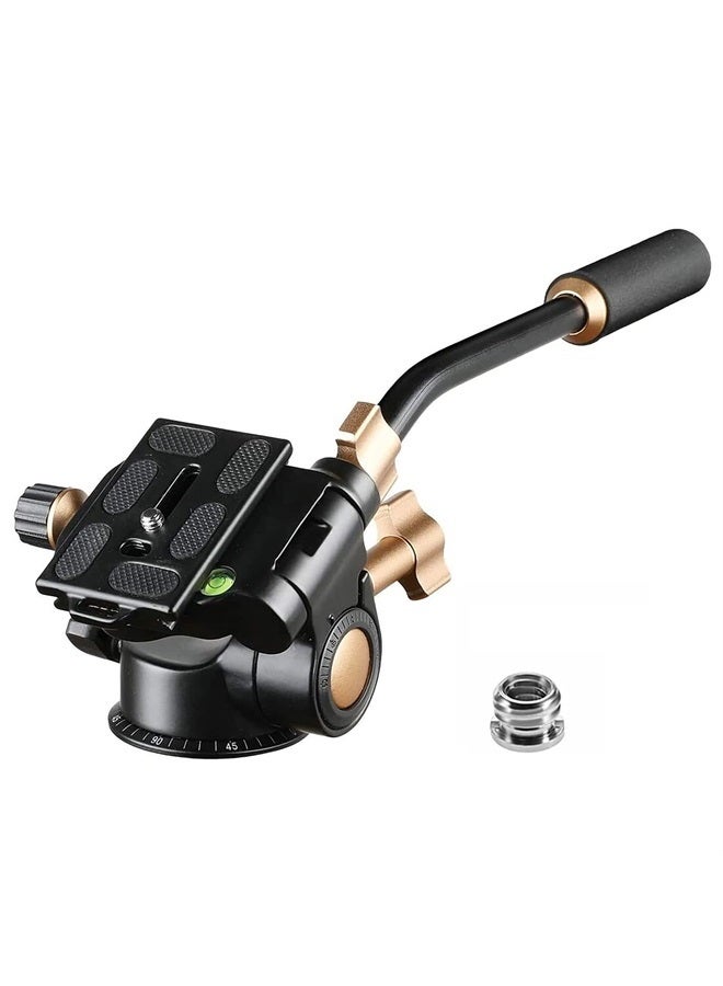 Soonpho Q-08S Heavy Duty Video Camera Tripod Fluid Drag Pan Head with Extended Handle for DSLR Camera,Camcorders,1/4 & 3/8 inch Screw Sliding Plate 360 Degree Rotating Tripod Head