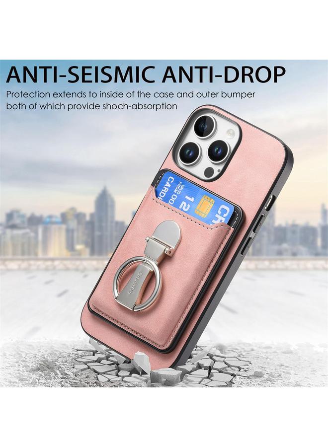 زبون حافظة لهاتف iPhone 12 Pro بتصميم كلاسيكي مع حامل حلقي قابل للطي وحقيبة بطاقات وحافظة هاتف MagSafe - Image 5