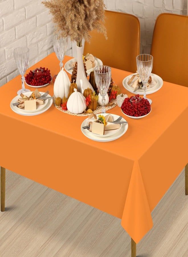 MASHAN 12Pcs Plastic Fall Tablecloth Yellow Orange Green Coffee Rectangle Tablecloths Disposable Table Covers for Autumn Harvest Thanksgiving Day Family Birthday Baby Shower Party Decoration, 54x108inch - Image 5