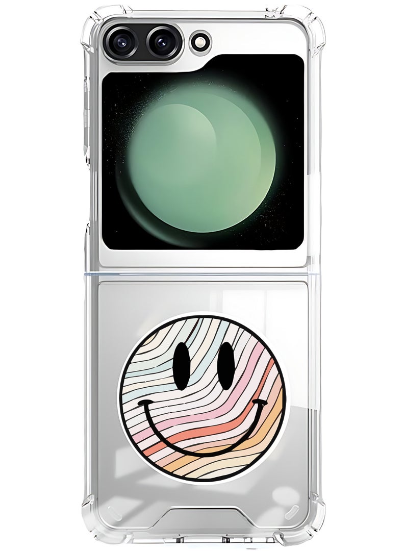 Theodor Magnetic Case for Samsung Galaxy Z Flip 5 Compatible with MagSafe Wireless Charging, Shockproof Phone Bumper Cover Smiley - Image 1