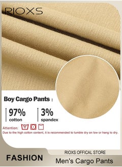 RIOXS Men's Cargo Pants, Athletic Trousers Breathable Sweatpants, Comfy Elastic Trouser With Pockets, Fashion Joggers Sports Pants For Men, Gym Sweatpants Trousers Mens Long Pants  - Image 3