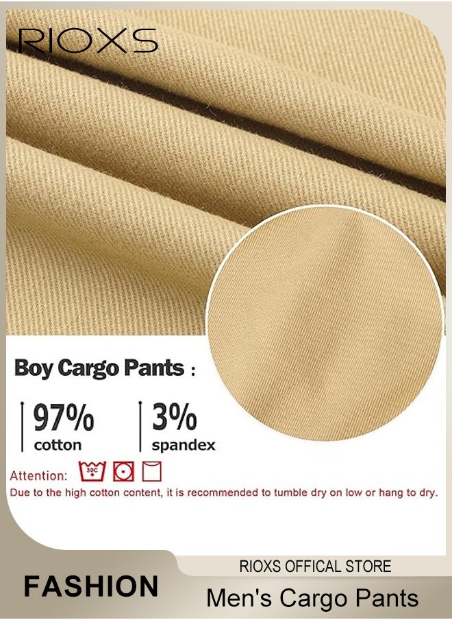 RIOXS Men's Cargo Pants, Athletic Trousers Breathable Sweatpants, Comfy Elastic Trouser With Pockets, Fashion Joggers Sports Pants For Men, Gym Sweatpants Trousers Mens Long Pants  - Image 3