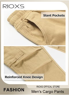 RIOXS Men's Cargo Pants, Athletic Trousers Breathable Sweatpants, Comfy Elastic Trouser With Pockets, Fashion Joggers Sports Pants For Men, Gym Sweatpants Trousers Mens Long Pants  - Image 2