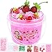 LAWOHO Crystal Slime Pink Strawberry Jelly Cube Glimmer Crunchy Clear Slime with 8 Addins Idea Stress Relief Toy Kids Party Favor Birthday Easter Christmas New Year Gift for Girls Boys Age 6 7 8 9 10 - Image 2